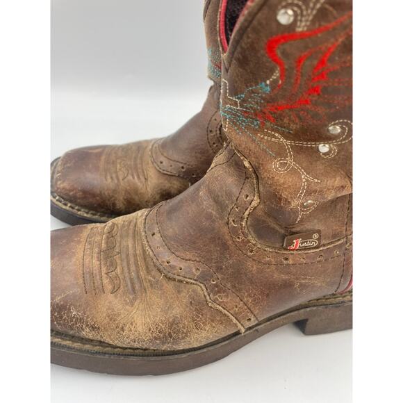 Justin Gypsy Gemma Cowgirl Western Brown Boots Stitching 8 - Picture 9 of 12